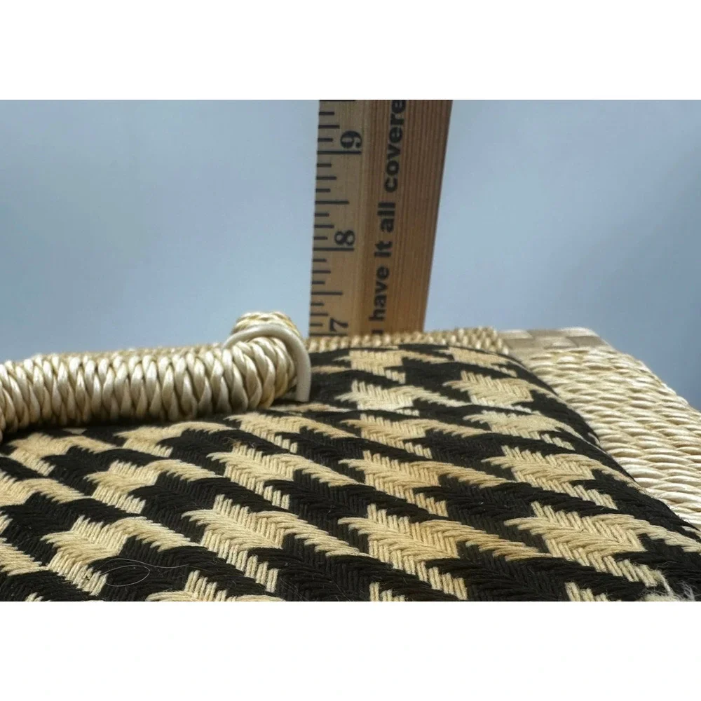 Vintage Singer Sewing Basket Houndstooth Bamboo Handle Box